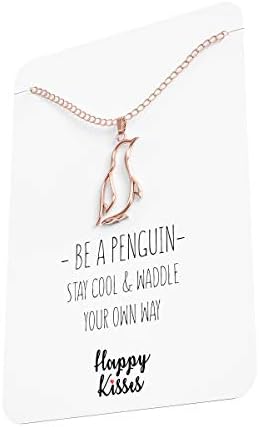 Happy Kisses Penguin colier cadou - drăguț pinguin pandantiv-farmec Bijuterii Pentru Femei, fete si copii - cu mesaj Card