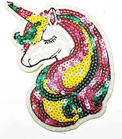 Kleenplus 3 buc. Spumante Unicorn cap destul de patch-uri autocolant desene animate copii copii broderie fier pe material aplicatiile