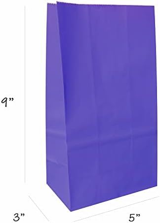 Pungi de favoare a hârtiei - 50 de pachete Purpuri Purple Favorizați pungile de tratare Kraft pentru orice ocazie, Halloween,