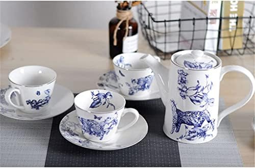 Ceapot de ceainic cu ceainic cu ceainic cu o ceață de cafea albastru Set de ceai de ceai de cafea albastru cu o ceașcă de cafea