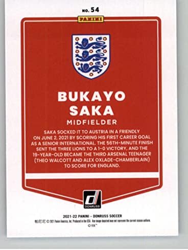 2021-22 Donruss Road către Qatar 54 Bukayo Saka Anglia Card de tranzacționare a fotbalului oficial în stare brută