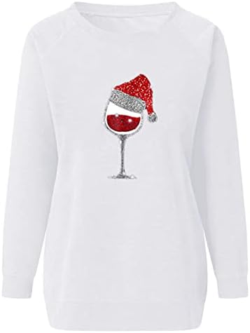 GATXVG femei Crăciun fericit Hanorac picătură umăr Maneca lunga Crăciun pahar de vin imprimare pulovere tricouri usoare