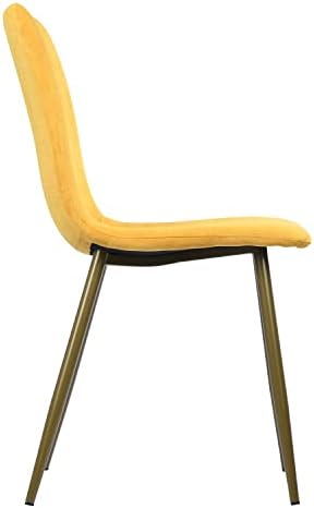 Set de mobilier din 4 scaune scandinave confortabile din material textil Accent picioare metalice robuste din aur pentru bucătărie