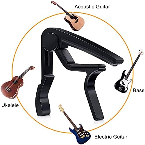 Kit de accesorii pentru chitară Mihooe cu tuner de chitară, chitară capo, instrument de revenire 3-in-1, suport pentru alegeri,