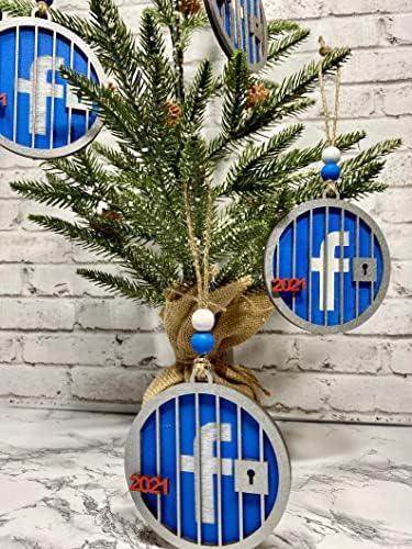 Ornamente de Crăciun 2021 închisoare pe Facebook! Carantină amuzant de păstrare ornament de mesteacăn din lemn decorativ artssy de Crăciun decor copac de vacanță mic cadou pentru prieteni și familie
