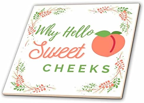 3dRose de ce Hello Sweet Cheeks-Funny Peach baie umor portocaliu și verde-gresie