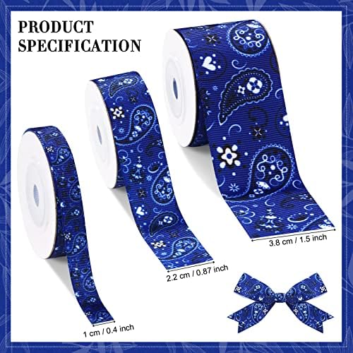 Bandana Canvas Ribbon Blue 3 Rolls 0,4 inch 0,87 inch 1,5 inch Grosgrain Fabricat Panglică Panglică decorativă pentru înfășurare