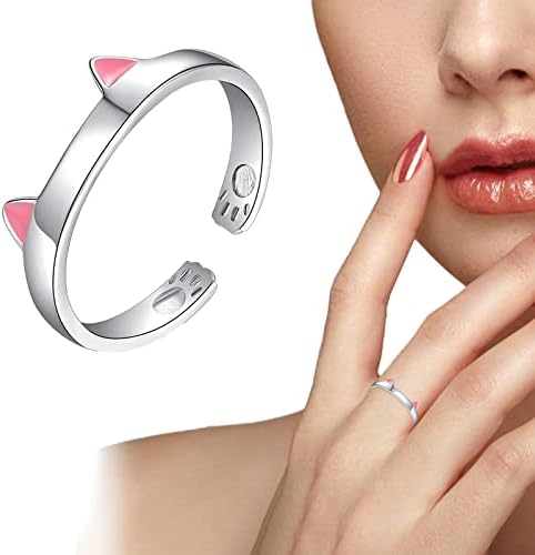 3 inele pentru femei Bijuterii distractive iubitori reglabili bijuterii inel de argint pentru animale de companie S925 pisică