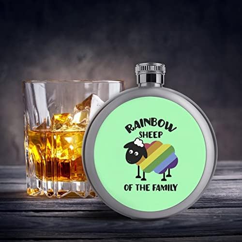 Rainbow Sheep of the Family LGBT Pride Premium 5 Oz Hip Flask lichior buzunar din oțel inoxidabil sticle de vin portabile pentru