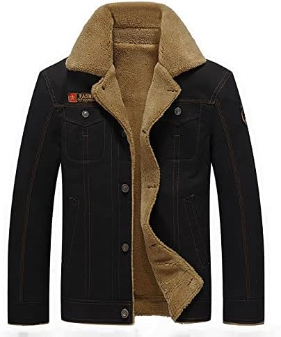 ADSSDQ Haine de iarna pentru barbati Plus Dimensiune Fleece căptușite flanel Sherpa Outdoorcasual jacheta