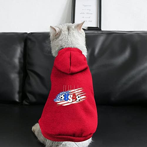 Football și SUA Flag Flag Hoodie pulovere pulover cu hanorac pentru animale de companie haine cu glugă haine pentru câini și pisici