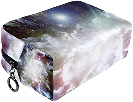 Geanta de machiaj mic, pungă cu fermoar Organizator cosmetic pentru femei și fete, Univers Nebula Galaxy Space Cloud