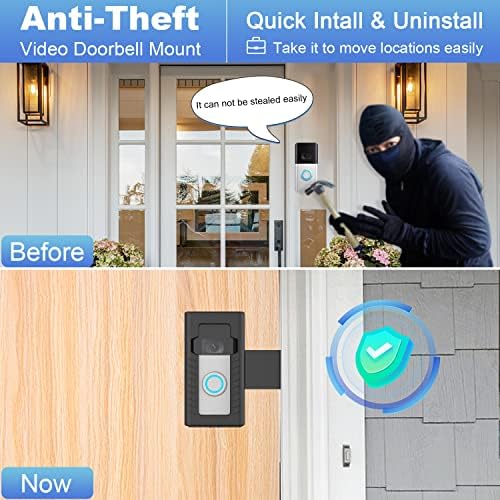 Mount Anti-furt ușă pentru ușă, suport de montare fără garnitură pentru video Video Doorbell 1/3/3/3 Plus/4/Not Block Senzor