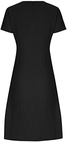 Fehlegd pentru femei rochii casual de vară culoare solidă cu gât rotund cu mânecă scurtă midi rochie la modă rochie de tanc