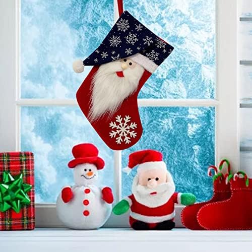 Pânză de Crăciun Pânză Geantă de șosetă de Crăciun și șosete agățate de Crăciun pentru decorare de petrecere și desene animate de Crăciun Red Set de sticlă pentru fereastră