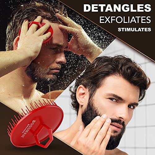 Bossman Scalp Massager și șampon perie de duș - Scrubber pentru cap - Exfoliator pentru barbă - Control păr și barbă pentru
