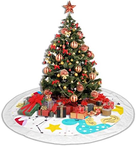 Fustă de brad de Crăciun HHL 48 Luxul dublu straturi moale Fustă de copac de Crăciun decor de petrecere de vacanță, Chrismas Blue Unicorn