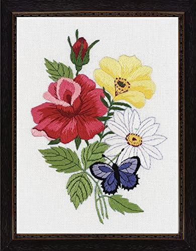 Janlynn 004-0853 Kit de broderie, 7 inch pe 5-inch, fluture floral, alb