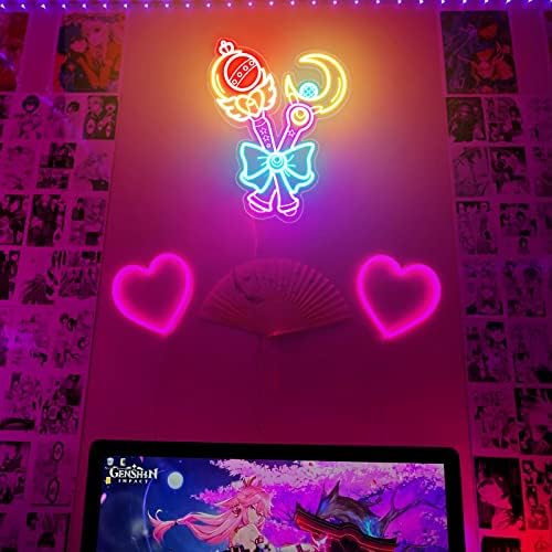 Semn de neon anime japonez, 3d anime neon luminos baghetă magică semn LED Decor de perete ușor, drăguță magic stick neon lampa de noapte ușoară pentru camera de jocuri pentru dormitor, cadouri cu spirturi bandai - 15
