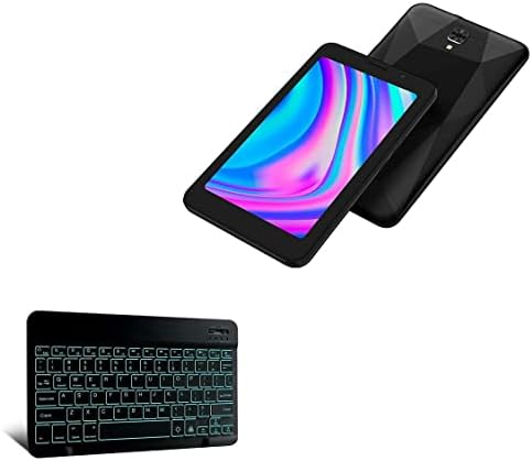Tastatură BoxWave compatibilă cu BLU M7L-tastatură Bluetooth SlimKeys - cu iluminare din spate, Tastatură portabilă cu lumină din spate convenabilă pentru BLU M7L-Jet Black