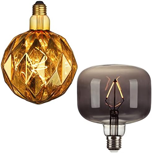Amdtu diamant mare și fum gri LED Edison bec Dimmable, Moale cald stil Vintage bec, 2200K decorative glob bec, E26 Mediu becul