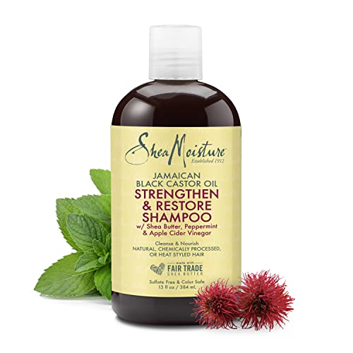 SheaMoisture întărește și restabilește șamponul pentru părul deteriorat ulei de ricin negru Jamaican pur curăță și hrănește