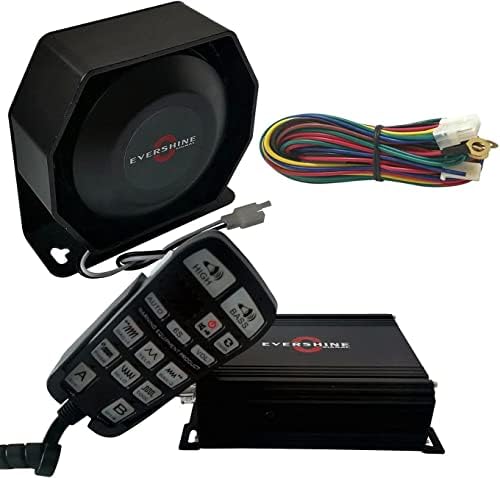 Evershine Signal 100W sirenă de poliție și difuzor cu sistem de PA Cu fir reglabil în volum pentru cabluri Plug-to-Work Auto
