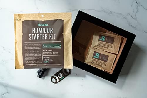 Humidor Starter Kit Bundle-sezon Humidor Lemn plus menține umiditatea cu 2-Way Boveda controlul umidității