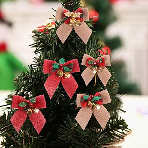 GiLigege Decorații de Crăciun Arcuri cu clopote de fier Decorații copac de Crăciun Party Tie DIY Cadou Bow Mini Craft
