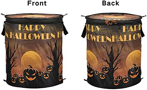 Spooky Halloween Party Pumpkins Moon Pop Up Laudă Hamper cu coș de depozitare pliabilă cu capac Bag de spălătorie pliabilă