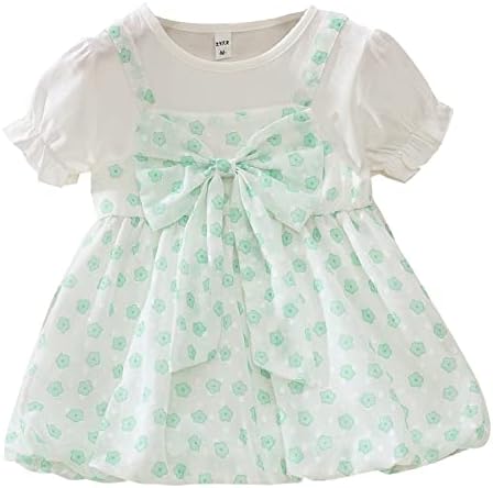 Toddler Girls cu mânecă scurtă rochie bowknot imprimeu dot rochie prințesă rochie haine fete St Patricks Outfit de zi