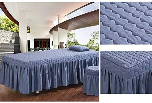 Foaie de masă matlasată Masaj îngroșat copertă pat de frumusețe cu găuri Fizioterapie pat cap 1 bucată de masaj lenjerie-albastru-albastru