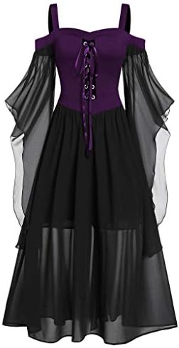 Dantelă Halloween Maxi supradimensionate Rochie lunga umăr plus rochie maneca Dimensiune rece până femei Vintage Toamna Rochii